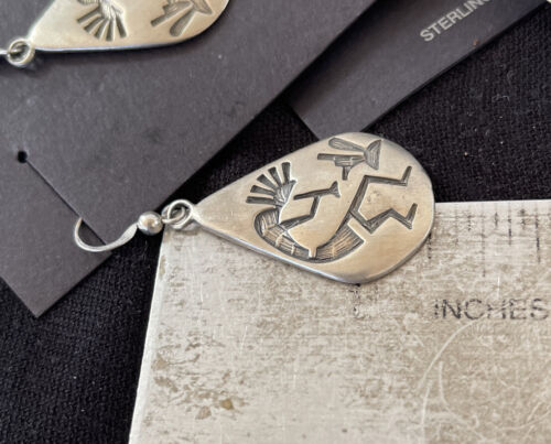 Handmade Sterling Silver Kokopelli Dangle Earrings | Authentic Native American Hopi Design | 01502 - Masha USA