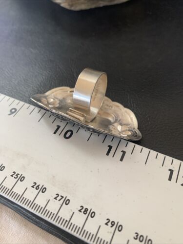 Navajo Orange Spiny Oyster Multi-Stone Ring | Authentic Native American Sterling Silver | Sz 10 Adj | 11658