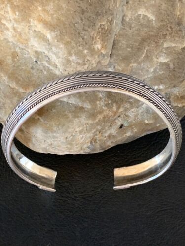 Navajo Stamped Cuff Bracelet | Old Pawn Sterling Silver | Authentic Native American Handmade | 14190
