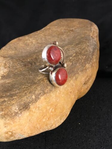 Native American Navajo Apple Coral Sponge Multi-Stone Ring | Sterling Silver | Sz 6 | 8766
