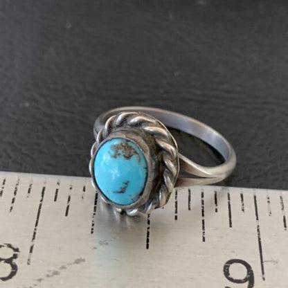 Southwestern Old Pawn Navajo Blue Turquoise Ring | Sterling Silver | Sz 5.5 | 10775