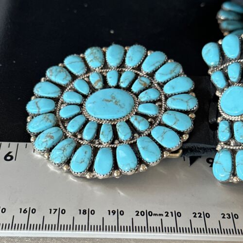 Navajo Blue Turquoise Concho Belt | Sterling Silver | Authentic Native American Handmade | 14539