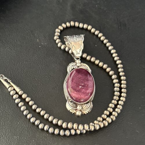 Navajo Purple Spiny Oyster Pendant Necklace | Sterling Silver | Authentic Native American Handmade | 14664