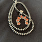 Navajo Red Spiny Oyster Necklace with Sterling Silver Naja Pendant | Authentic Native American Handmade | 326