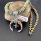 Navajo Pearl Necklace with Sterling Silver Green Turquoise & Spiny Oyster Naja Pendant | 11700