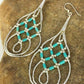 Native American Blue Turquoise Heishi Dangle Earrings | Sterling Silver | 2" | 8878