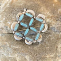 Zuni Blue Turquoise Pin Pendant | Sterling Silver | Authentic Native American Handmade | 12133
