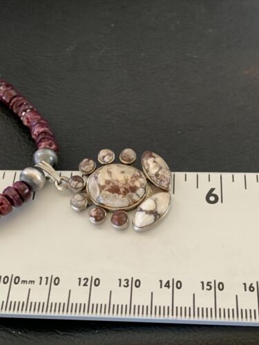 Navajo Wild Horse Pendant | Sterling Silver Purple Spiny Oyster Necklace | Multi-Stone | 12328