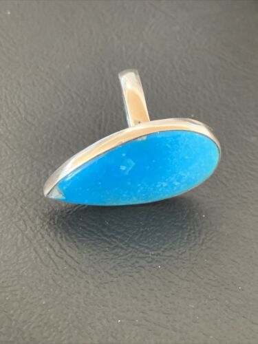 Navajo Women's Blue Kingman Turquoise Ring | Sterling Silver | Sz 9 | Authentic Native American Handmade | 11618