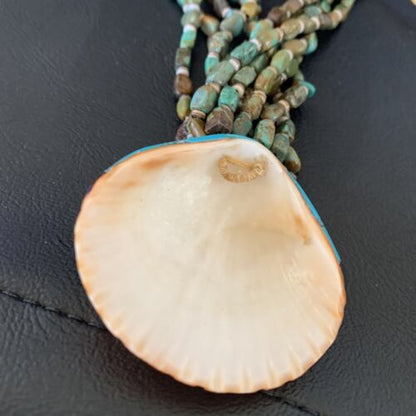 Native American Santo Domingo Shell Green Turquoise Necklace | 5 Strand | 38" | 12055 - Masha USA