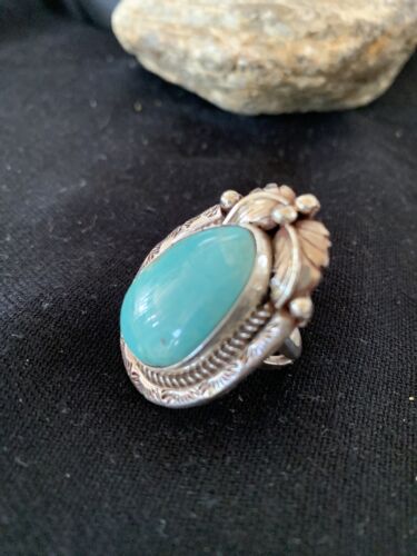 Native American Men's Navajo Blue Royston Turquoise Ring | Sterling Silver | Sz 9 | 674