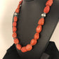 Navajo Apple Coral Sponge Bead Necklace | Sterling Silver | Authentic Native American Handmade | 22" | 8526