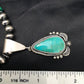 Navajo Green Turquoise Pendant Necklace | Sterling Silver | Authentic Native American Handmade | 2645