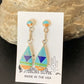 Navajo Multi-Color Turquoise Spiny Opal Inlay Earrings | Sterling Silver | 1.5" | 12010