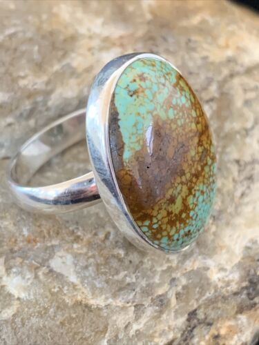 Navajo Arizona Turquoise Ring | Sterling Silver | Sz 8 | Authentic Native American Handmade | 728