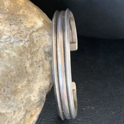 Navajo Stamped Cuff Bracelet | Sterling Silver | Authentic Native American Handmade | 1604 - Masha USA