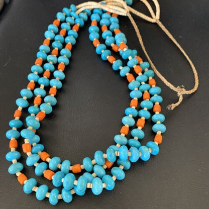 Santo Domingo Shell Spiny Oyster Turquoise Necklace | 28" | Authentic Native American Handmade | 11993
