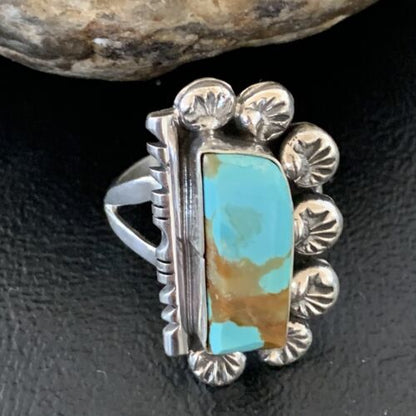 Native American Men's Sterling Silver Blue Turquoise #8 Ring | Sz 9.5 | 02169