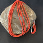 Natural Red Coral Rice Heishi Beads Necklace | 5 Strand | Sterling Silver | 20" | 12927