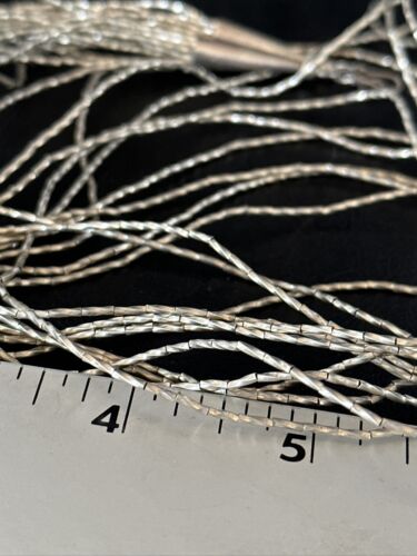 Navajo Graduated Liquid Heishi Necklace | 10 Strand Sterling Silver | 22" Beveled Tubes | 14710
