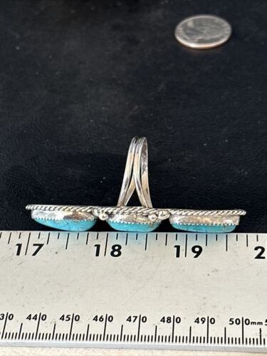 Navajo Blue Kingman Turquoise Multi-Stone Ring | Authentic Native American Sterling Silver | Sz 11 | 14497