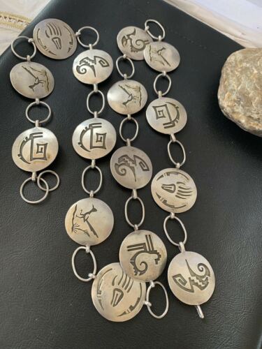 Native American Men's Old Pawn Hopi Concho Belt | Sterling Silver | Authentic Handmade | 1426 - Masha USA