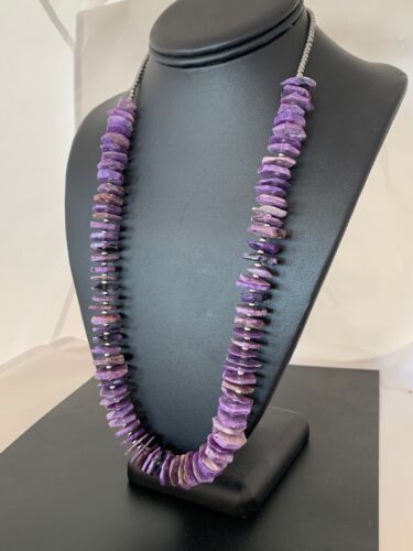Navajo Rare Charoite Strand Necklace | Sterling Silver | Authentic Native American Handmade | 24" | 2841