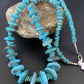 Navajo Pearl Graduated Sterling Silver Necklace with Natural Blue Turquoise | Authentic Native American | 22" | 10460