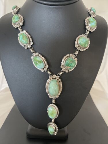 Navajo Sonoran Gold Turquoise Lariat Necklace | Native American Handmade | 02067