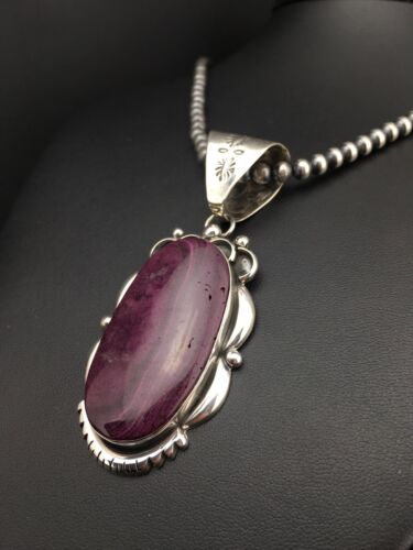 Navajo Pearls Purple Spiny Oyster Pendant Necklace | Sterling Silver | Native American Handmade | 4815