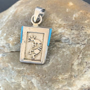 Navajo Kokopelli Stamp Turquoise Pendant | Sterling Silver | Authentic Native American Handmade | 10959