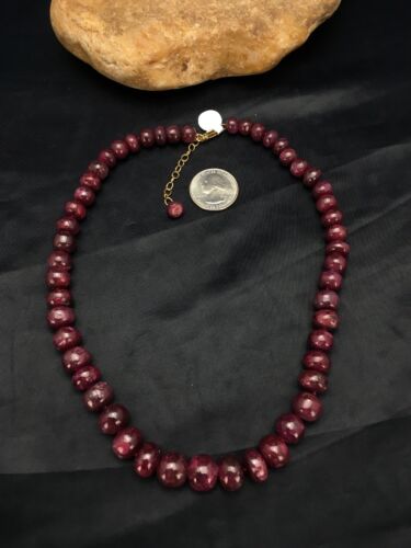 Authentic Native American Ruby Bead Necklace | Navajo Gold-Filled | 17" | Christmas Jewelry