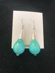 Navajo Turquoise Bead Dangle Drop Earrings | Sterling Silver | Authentic Native American Handmade | 2019