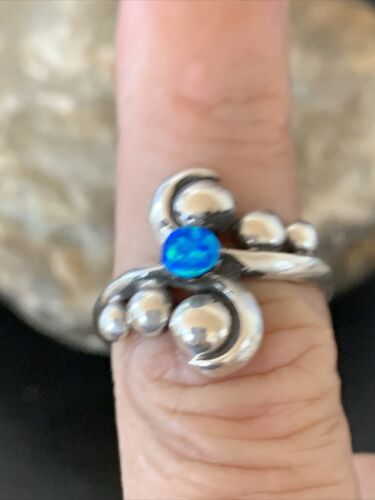 Southwestern Women's Navajo Blue Opal Ring | Sterling Silver | Sz 7 | 10814