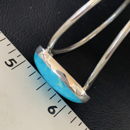 Minimalist Women's Blue Kingman Turquoise Cuff Bracelet | Sterling Silver | 12870