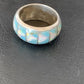 Navajo Blue Turquoise Inlay Ring | Sterling Silver | Sz 11 | Authentic Native American Handmade | 12562