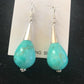 Native American Blue Turquoise Bead Dangle Earrings |  Navajo Handmade Sterling Silver | 960