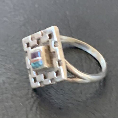Southwestern Women's Navajo Blue Turquoise Sugilite Inlay Ring | Sz 7.5 | 11283 - Masha USA