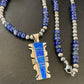Navajo Pearls Necklace with Blue Lapis Opal Inlay Pendant | Sterling Silver | Authentic Native American Handmade | 11632