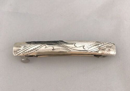 Navajo Hair Barrette | Stamped Sterling Silver | 2.5" | Authentic Native American Handmade | 14192