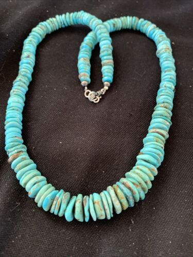 Authentic Navajo Graduated Turquoise Necklace | Sterling Silver | 22" | 944