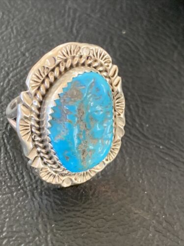 Southwestern Navajo Blue Kingman Turquoise Ring | Sterling Silver | Sz 7 | 12208