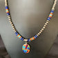 Navajo Multi-Color Spiny Turquoise Inlay Pendant | Sterling Silver | Authentic Native American Handmade | 10658