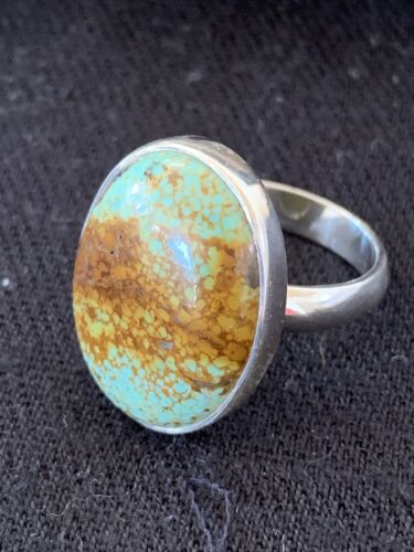 Navajo Arizona Turquoise Ring | Sterling Silver | Sz 8 | Authentic Native American Handmade | 728