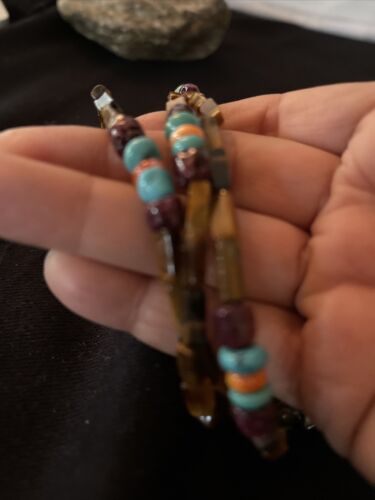 Navajo Turquoise, Tigers Eye & Spiny Oyster Necklace | Sterling Silver | Authentic Native American Handmade | 1132