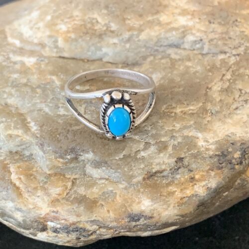 Southwestern Old Pawn Navajo Blue Turquoise Ring | Sterling Silver | Sz 5.5 | 10773