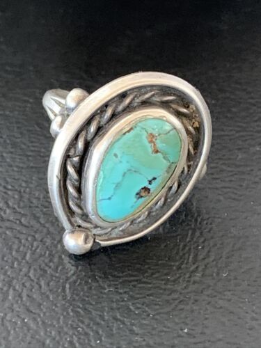Southwestern Old Pawn Navajo Blue Turquoise Ring | Sterling Silver | Sz 6.5 | 2170
