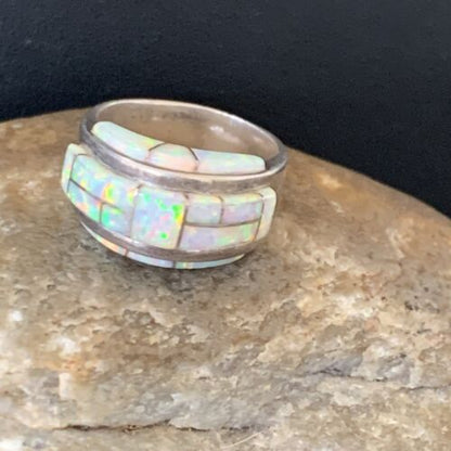 Navajo Pink Opal Inlay Band Ring | Sz 6 | Authentic Native American Handmade | 12403 - Masha USA