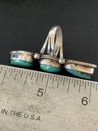 Navajo Sterling Silver Turquoise Ring | Authentic Native American Multi-Stone | Sz 11 | Blue Green | 2125