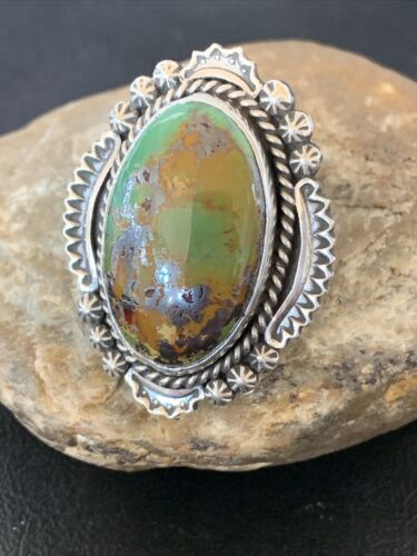 Native American Women's Navajo Green Turquoise Ring | Sterling Silver | Sz 6.5 | 10225